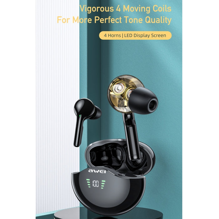 Awei T12P Bluetooth 5.1 Pantalla LED Auricular inalámbrico Bluetooth