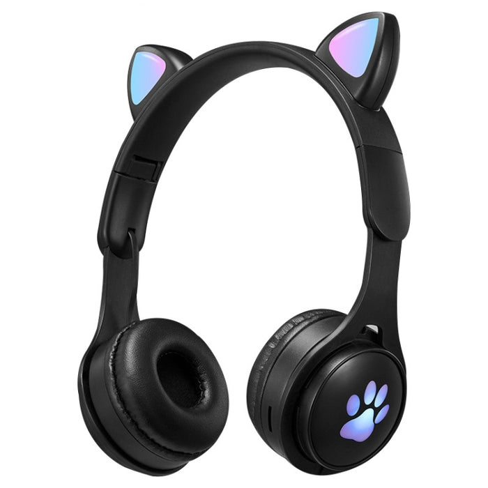 Auriculares Bluetooth plegables luminosos coloridos con orejas de gato B30 Cat Paw con conector de 3,5 mm y ranura para tarjeta TF