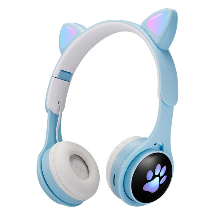 Auriculares Bluetooth plegables luminosos coloridos con orejas de gato B30 Cat Paw con conector de 3,5 mm y ranura para tarjeta TF