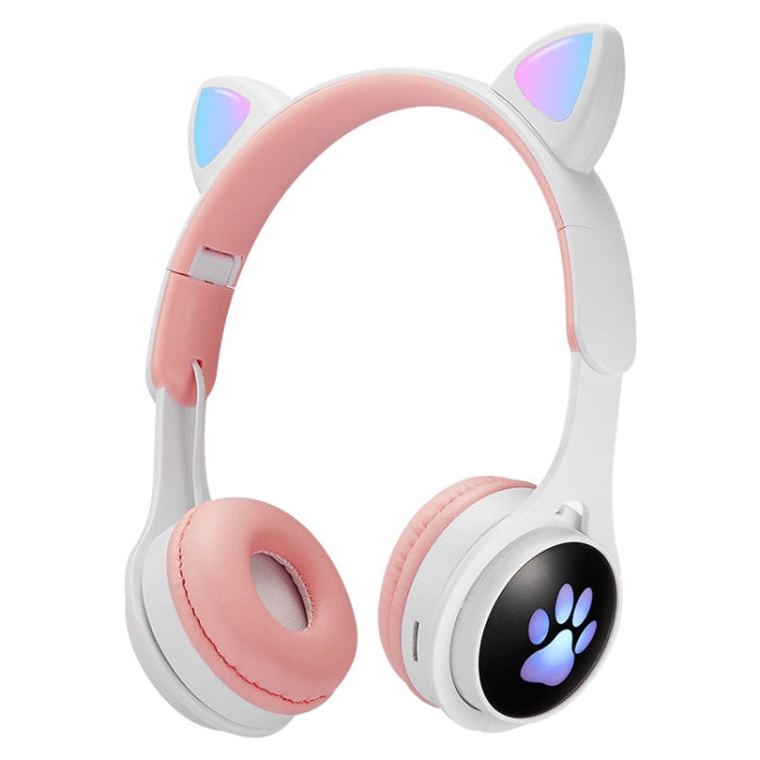 Auriculares Bluetooth plegables luminosos coloridos con orejas de gato B30 Cat Paw con conector de 3,5 mm y ranura para tarjeta TF