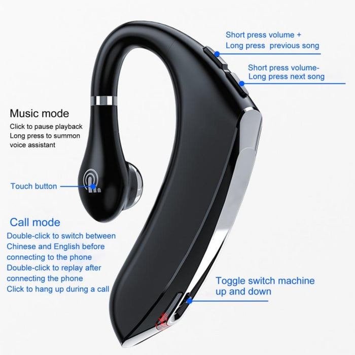 DS800 Bluetooth 5.0 Universal Colgando Estilo de Oreja Deportes de Negocios Auricular Bluetooth Inalámbrico con Caja de Carga