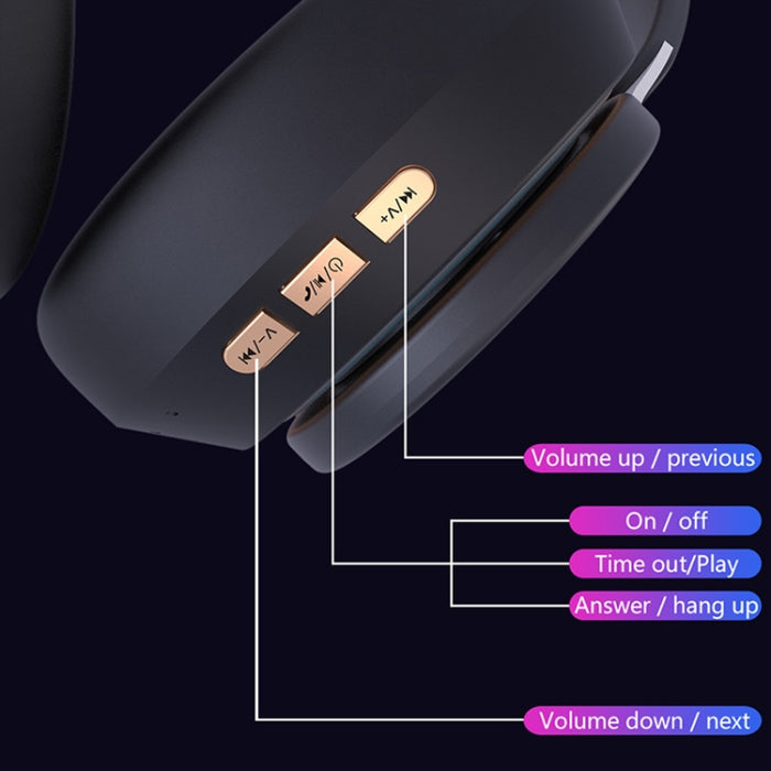 07S Auriculares inalámbricos Bluetooth V5.0 plegables para juegos de ordenador deportivos con micrófono