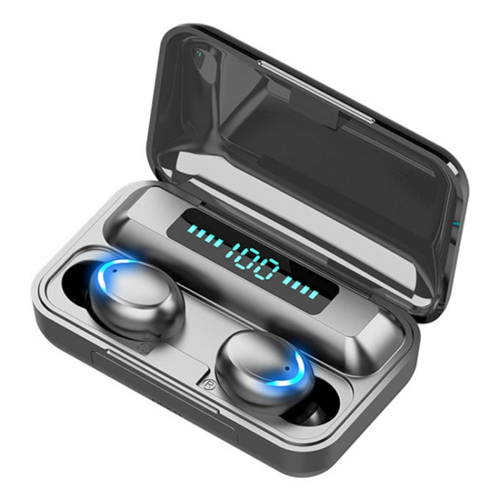 F9-5C Luz de respiración de cuatro barras + Auricular Bluetooth con reducción de ruido con pantalla digital