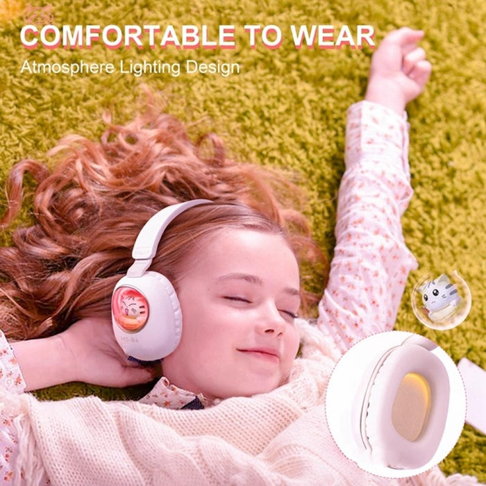 B4 RGB Auriculares estéreo de dibujos animados Auriculares inalámbricos Bluetooth, Black