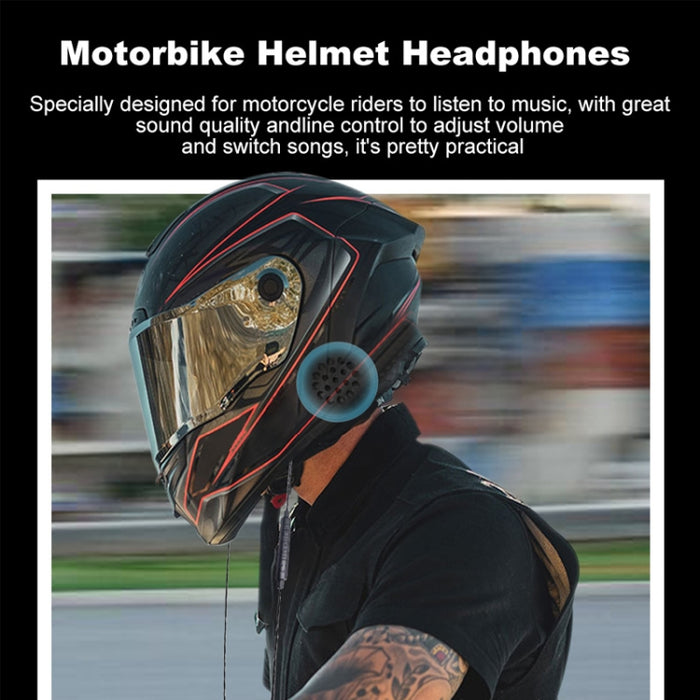 T33 Interfaz de 3,5 mm Llamada musical Casco de motocicleta Auriculares con cable, Longitud: 1,2 m