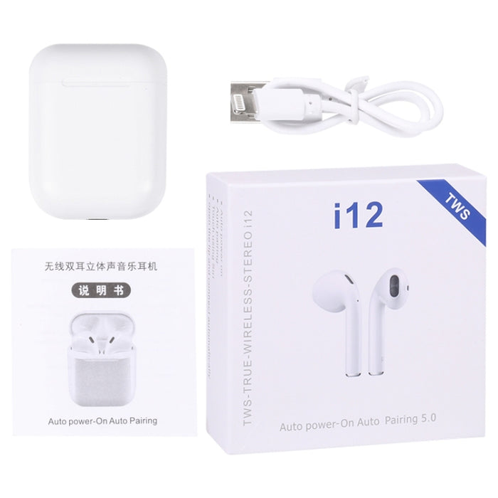 Auricular Bluetooth i12 TWS con caja de carga