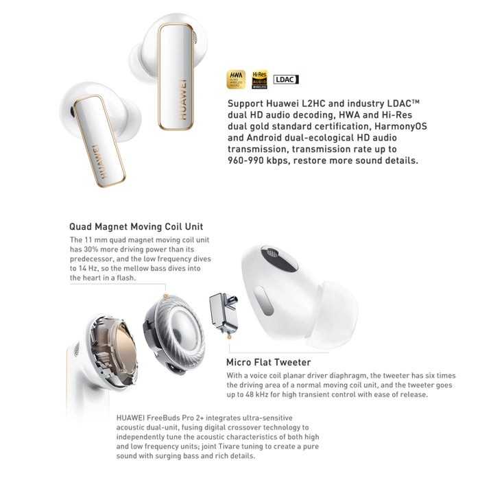 HUAWEI FreeBuds Pro 2 + TWS Auricular inalámbrico con percepción extrasensorial compatible con monitoreo de frecuencia cardíaca y temperatura corporal