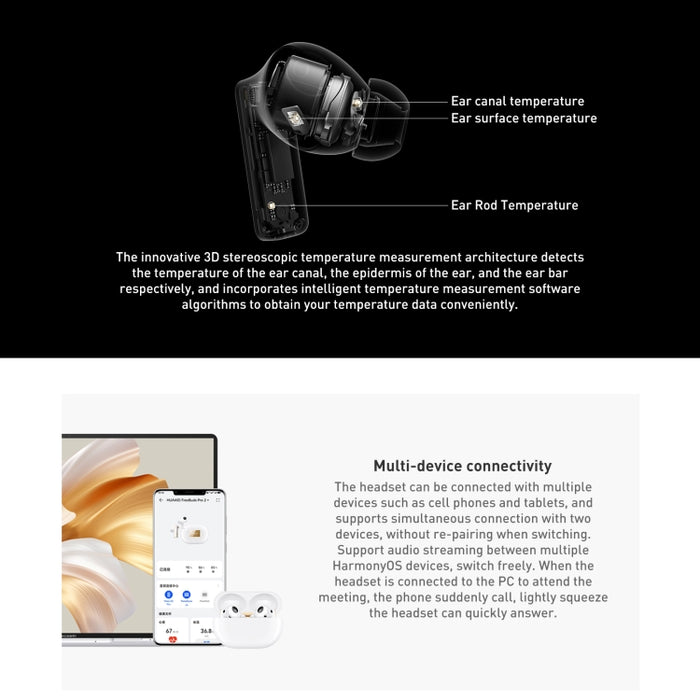 HUAWEI FreeBuds Pro 2 + TWS Auricular inalámbrico con percepción extrasensorial compatible con monitoreo de frecuencia cardíaca y temperatura corporal