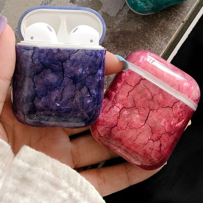 Funda protectora de TPU a prueba de golpes con patrón de algas marinas para Apple AirPods 1/2
