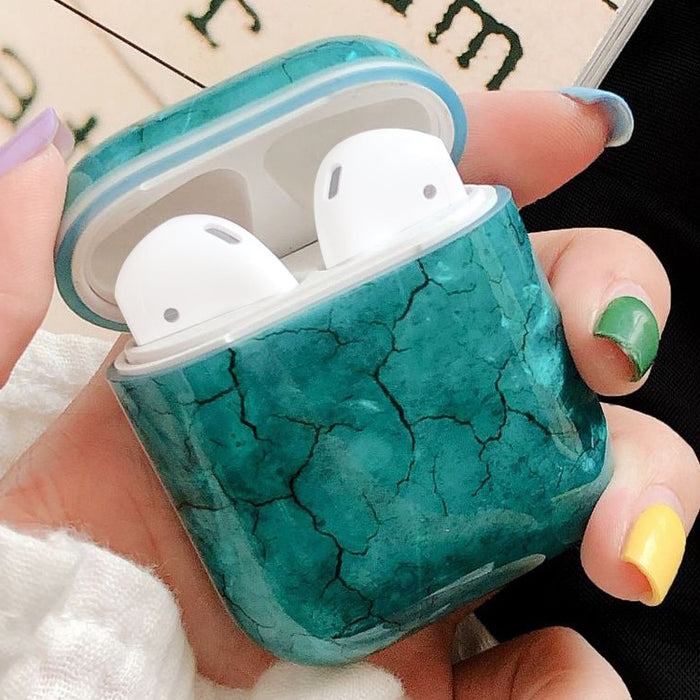 Funda protectora de TPU a prueba de golpes con patrón de algas marinas para Apple AirPods 1/2
