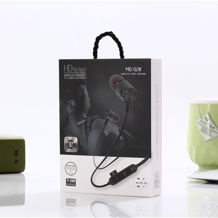 Auricular Bluetooth inalámbrico deportivo MG-G20 Bluetooth 4.2, tarjeta de soporte