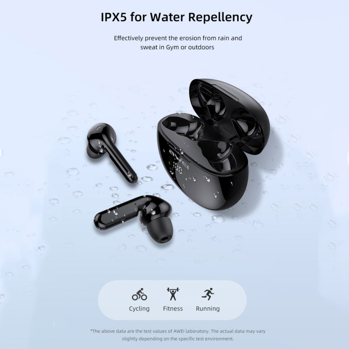 awei T15P Bluetooth V5.0 TWS Ture Auriculares inalámbricos deportivos con pantalla LED y estuche de carga