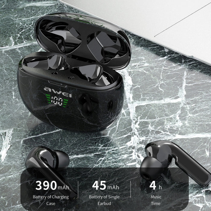 awei T15P Bluetooth V5.0 TWS Ture Auriculares inalámbricos deportivos con pantalla LED y estuche de carga