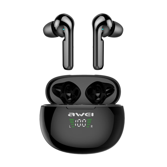 awei T15P Bluetooth V5.0 TWS Ture Auriculares inalámbricos deportivos con pantalla LED y estuche de carga