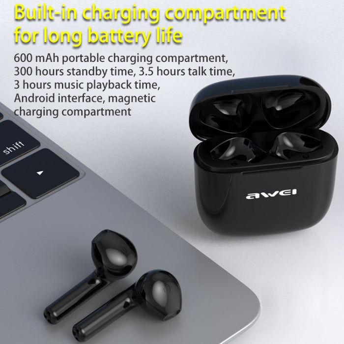 awei T26 TWS Bluetooth V5.0 Ture Auriculares deportivos inalámbricos con estuche de carga