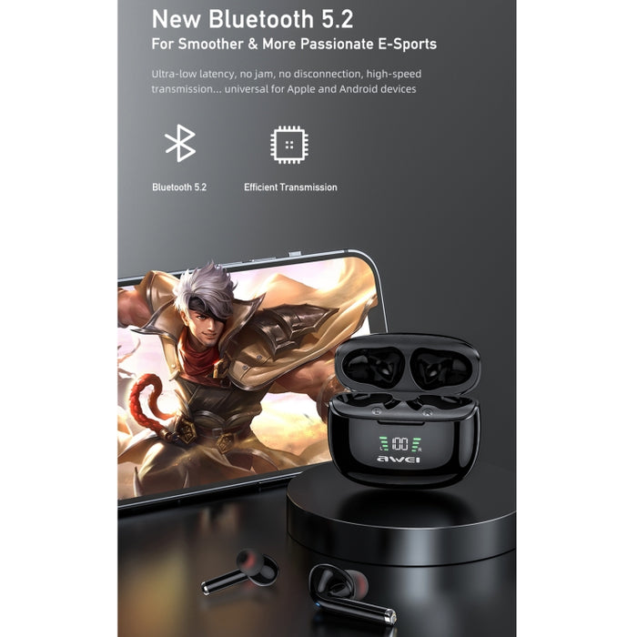 Awei TA8 Bluetooth 5.2 ANC Reducción activa de ruido Auricular inalámbrico Bluetooth