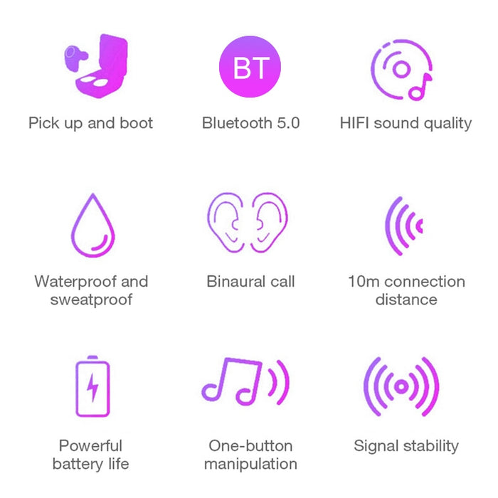 DT-5 IPX impermeable Bluetooth 5,0 auricular inalámbrico Bluetooth con caja de carga magnética, llamada de soporte y función de banco de energía