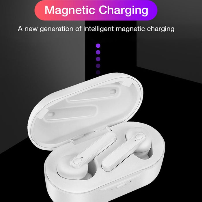 DT-5 IPX impermeable Bluetooth 5,0 auricular inalámbrico Bluetooth con caja de carga magnética, llamada de soporte y función de banco de energía