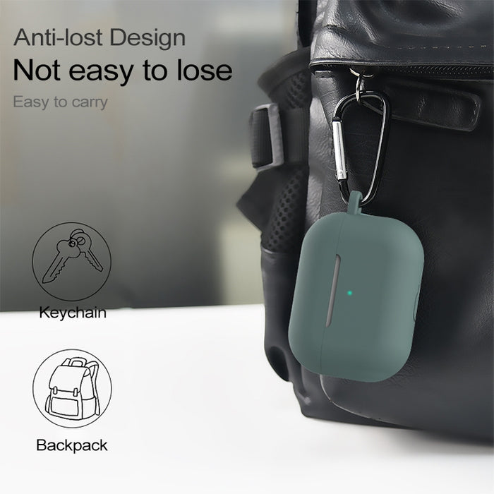 Para AirPods Pro 3 en 1 Funda protectora de silicona para auriculares + Gancho + Juego de cuerda antipérdida