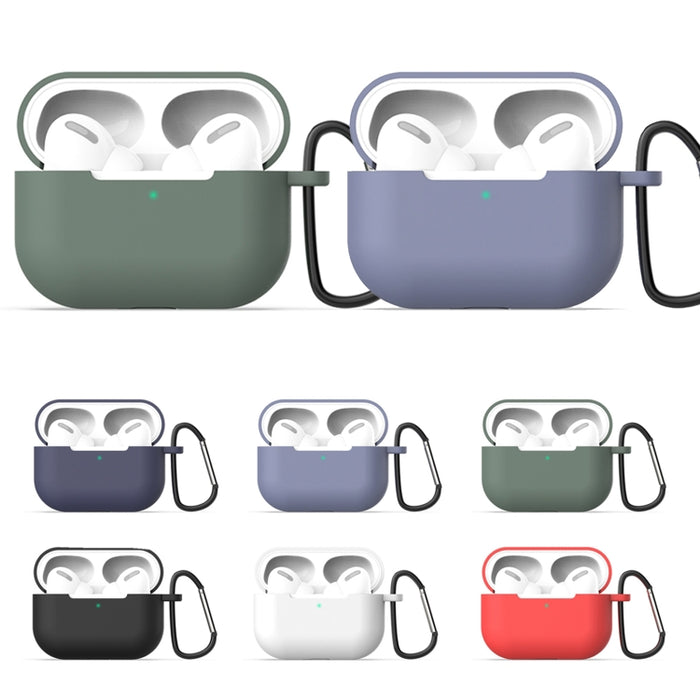Para AirPods Pro 3 en 1 Funda protectora de silicona para auriculares + Gancho + Juego de cuerda antipérdida