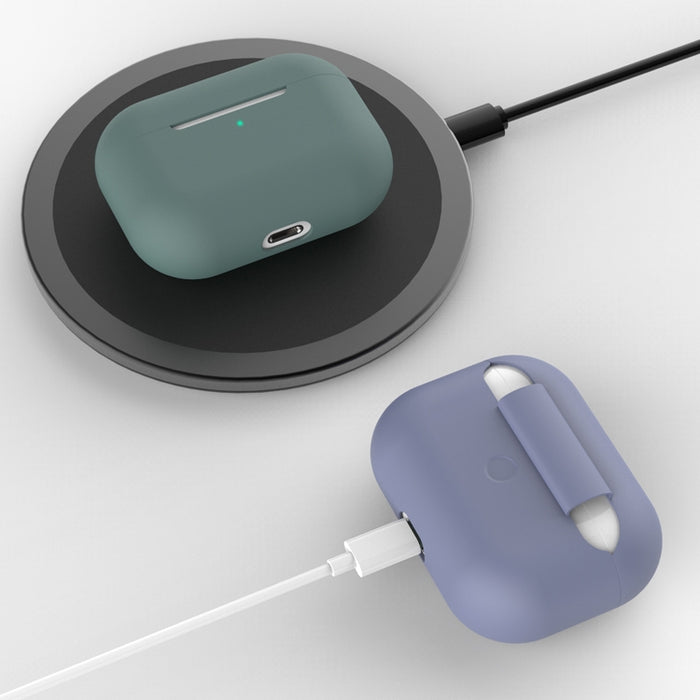 Para AirPods Pro 3 en 1 Funda protectora de silicona para auriculares + Hebilla para auriculares + Juego de cuerda antipérdida
