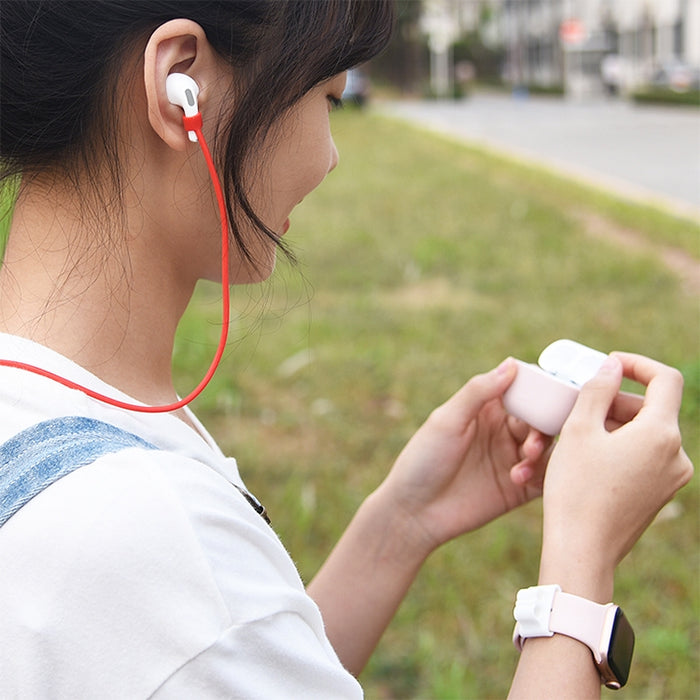Para AirPods Pro 3 en 1 Funda protectora de silicona para auriculares + Hebilla para auriculares + Juego de cuerda antipérdida