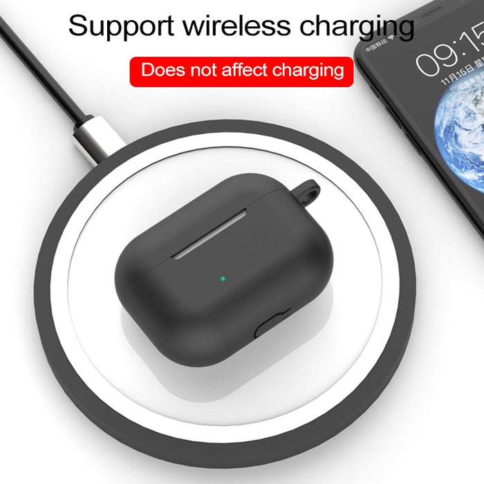 Para AirPods Pro 5 en 1 funda protectora de silicona para auriculares + bolsa para auriculares + hebilla para auriculares + gancho + juego de cuerda antipérdida