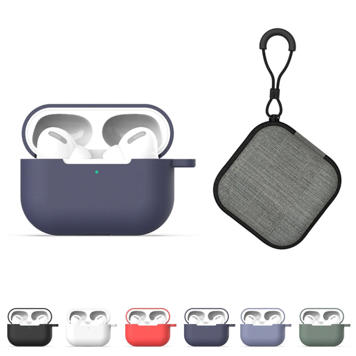 Para AirPods Pro 5 en 1 funda protectora de silicona para auriculares + bolsa para auriculares + hebilla para auriculares + gancho + juego de cuerda antipérdida
