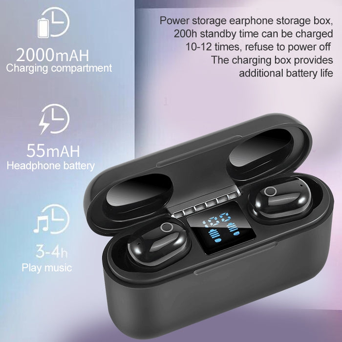 Auriculares Bluetooth inalámbricos de dos oídos Dt-18 con cabina de carga de 2000mAh y carga táctil y de succión magnética inteligente