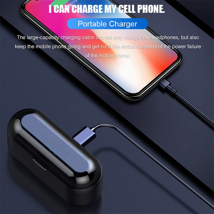 F9 TWS V5.0 Auriculares Bluetooth inalámbricos binaurales con control táctil con estuche de carga y pantalla digital