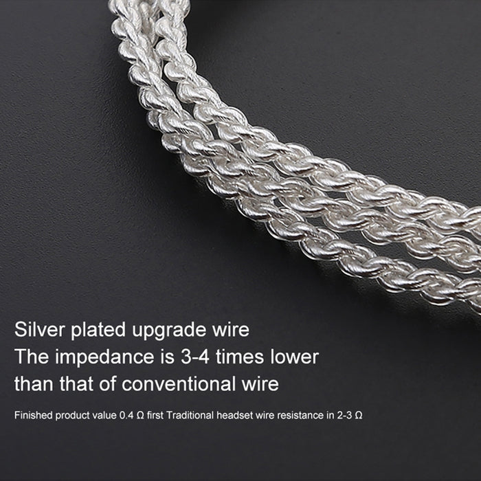 Cable de actualización chapado en plata TRN, Cable de auriculares con conexión A2DC para auriculares TRN V10 V20