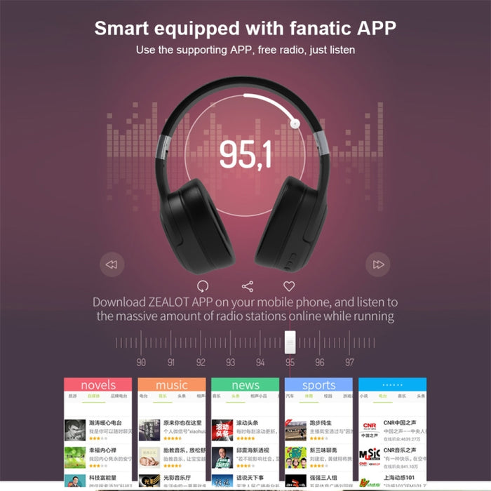 ZEALOT B28 Diadema plegable Auriculares de música estéreo Bluetooth con pantalla