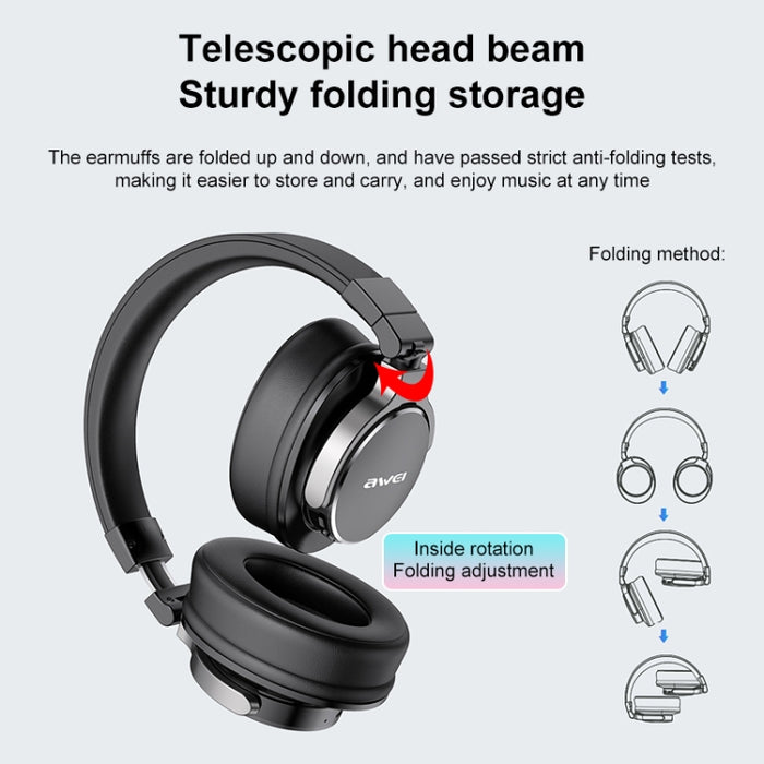 Awei A710BL Auriculares inalámbricos Bluetooth con cancelación de ruido ANC plegables