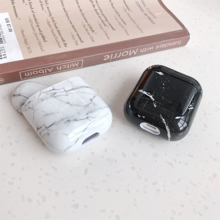Estuche protector de caja de carga para auriculares inalámbricos con patrón de mármol para Apple AirPods 1/2