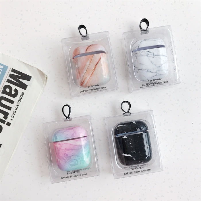 Estuche protector de caja de carga para auriculares inalámbricos con patrón de mármol para Apple AirPods 1/2