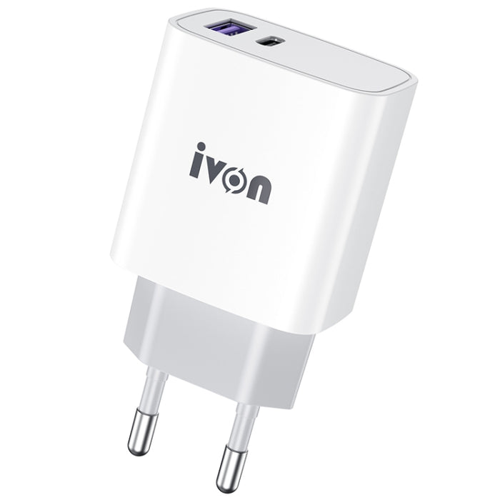 IVON AD52 18W USB-C / Type-C + USB Doble Puerto PD Carga Rápida