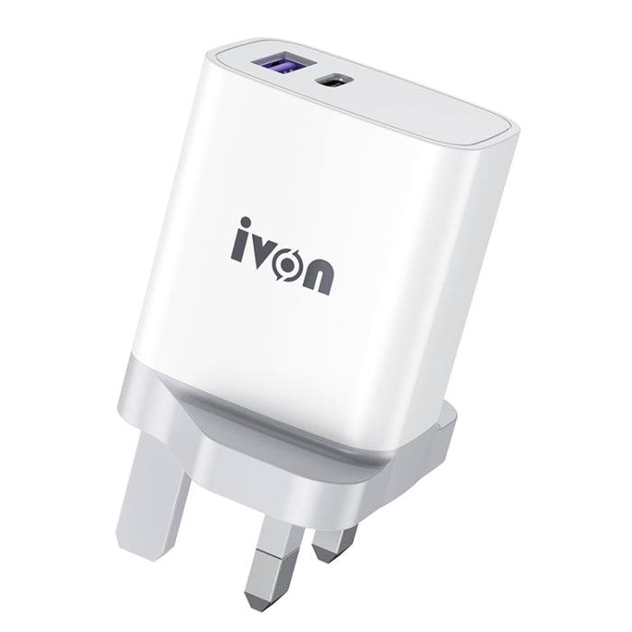 IVON AD52 18W USB-C / Type-C + USB Doble Puerto PD Carga Rápida
