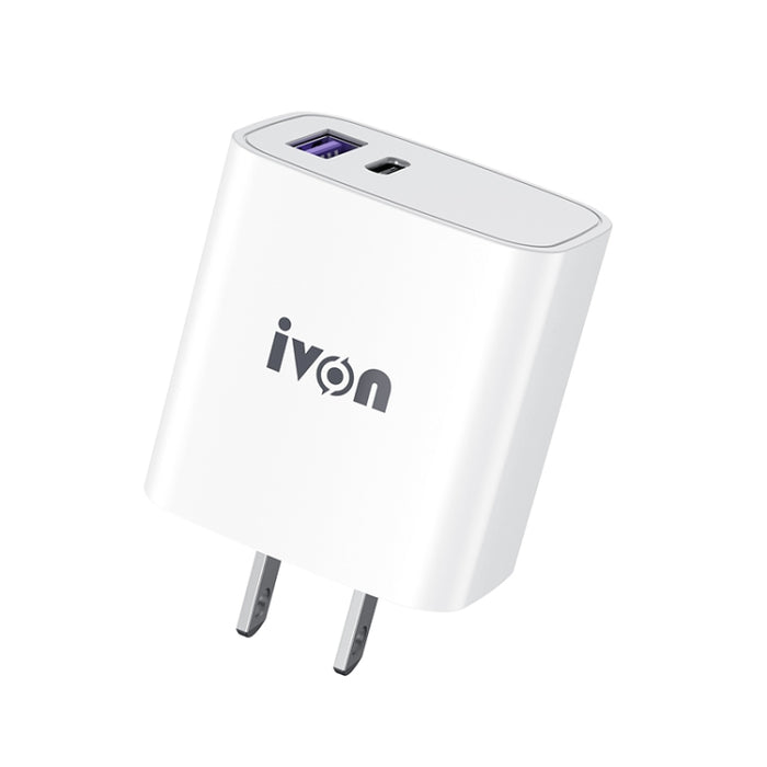 IVON AD52 18W USB-C / Type-C + USB Doble Puerto PD Carga Rápida