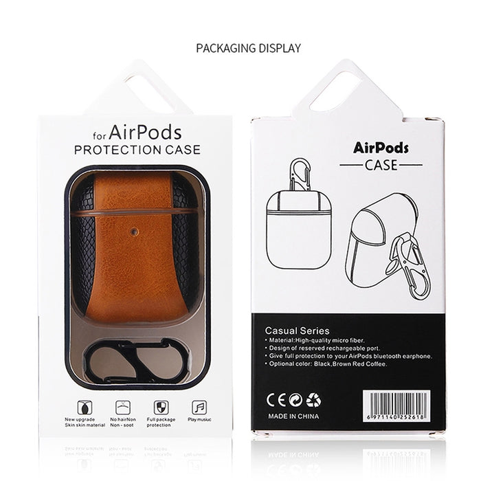 Funda protectora a prueba de golpes con auriculares de cuero con tapa a juego para Apple AirPods 1/2