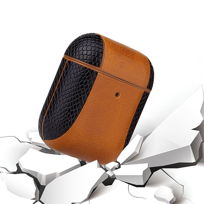 Funda protectora a prueba de golpes con auriculares de cuero con tapa a juego para Apple AirPods 1/2