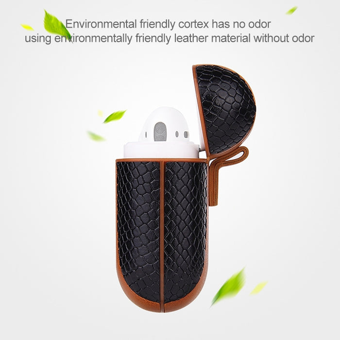 Funda protectora a prueba de golpes con auriculares de cuero con tapa a juego para Apple AirPods 1/2