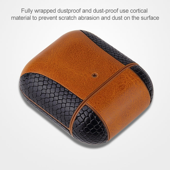 Funda protectora a prueba de golpes con auriculares de cuero con tapa a juego para Apple AirPods 1/2