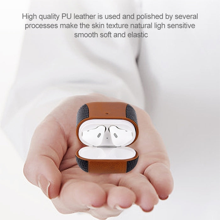 Funda protectora a prueba de golpes con auriculares de cuero con tapa a juego para Apple AirPods 1/2