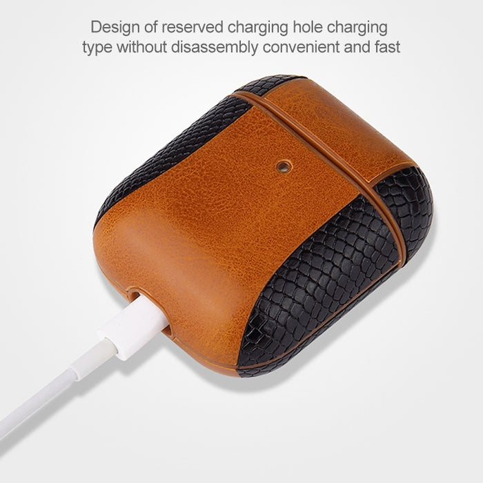 Funda protectora a prueba de golpes con auriculares de cuero con tapa a juego para Apple AirPods 1/2