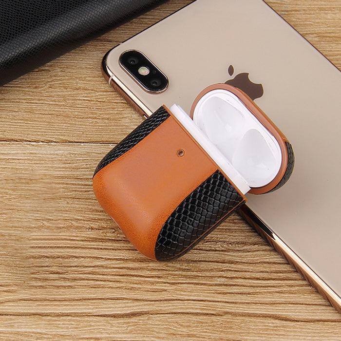 Funda protectora a prueba de golpes con auriculares de cuero con tapa a juego para Apple AirPods 1/2