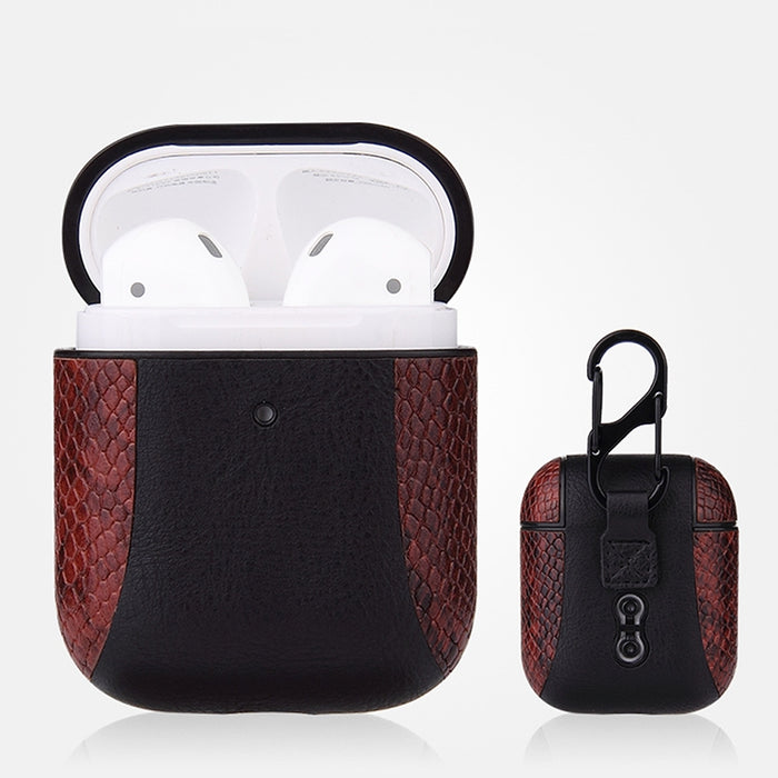 Funda protectora a prueba de golpes con auriculares de cuero con tapa a juego para Apple AirPods 1/2