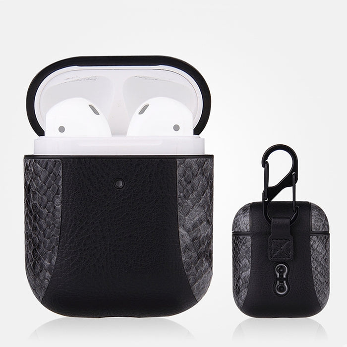 Funda protectora a prueba de golpes con auriculares de cuero con tapa a juego para Apple AirPods 1/2