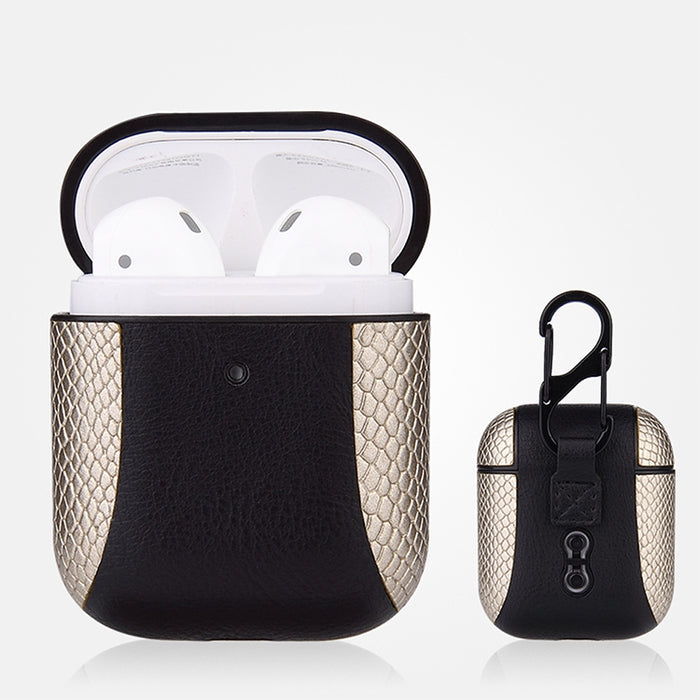 Funda protectora a prueba de golpes con auriculares de cuero con tapa a juego para Apple AirPods 1/2