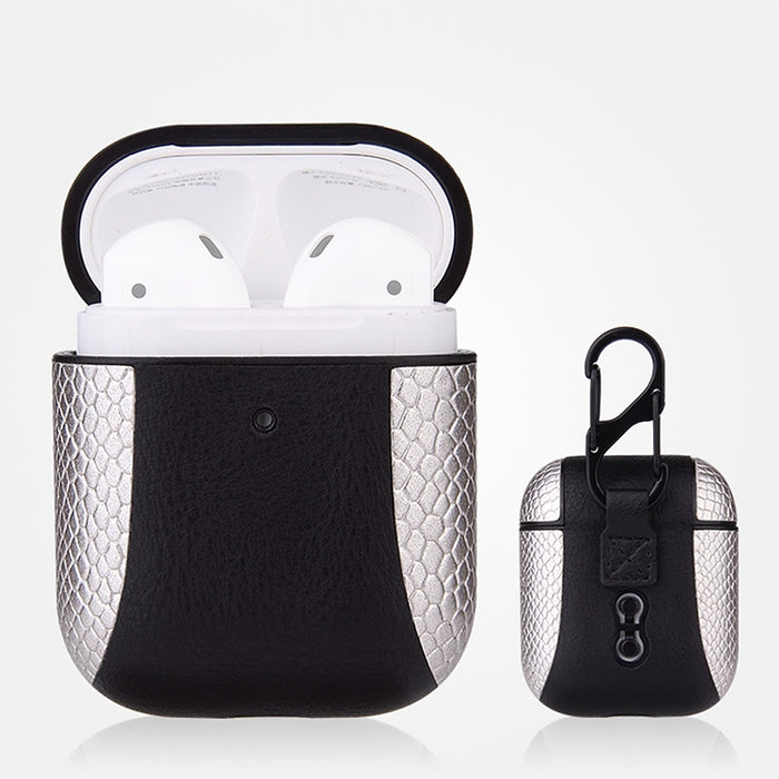 Funda protectora a prueba de golpes con auriculares de cuero con tapa a juego para Apple AirPods 1/2