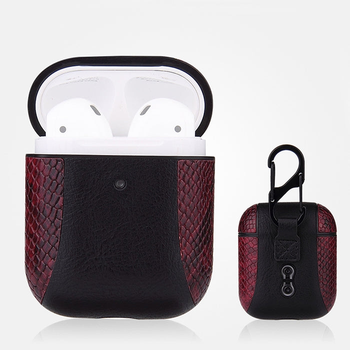 Funda protectora a prueba de golpes con auriculares de cuero con tapa a juego para Apple AirPods 1/2